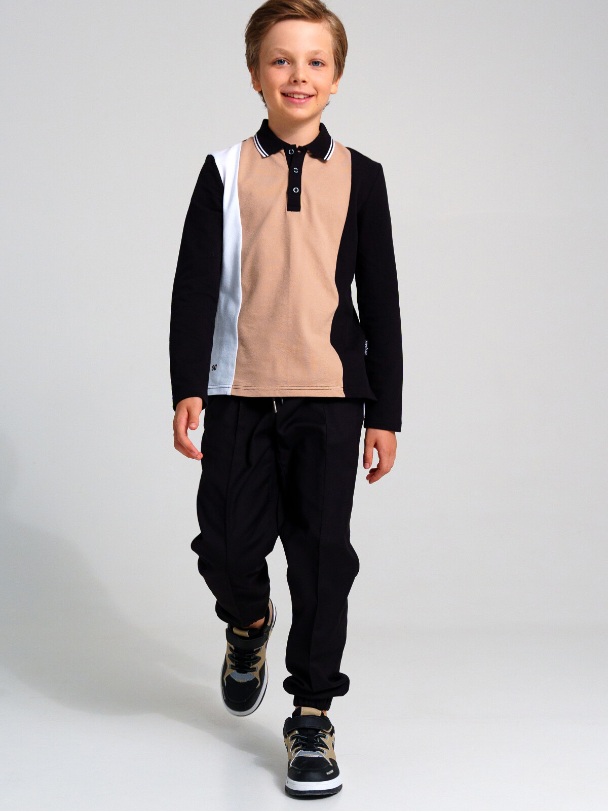 

Поло детское PlayToday 22417066, черный, белый, бежевый, 146, 22417066