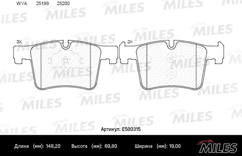 

Тормозные колодки Miles дисковые e500315