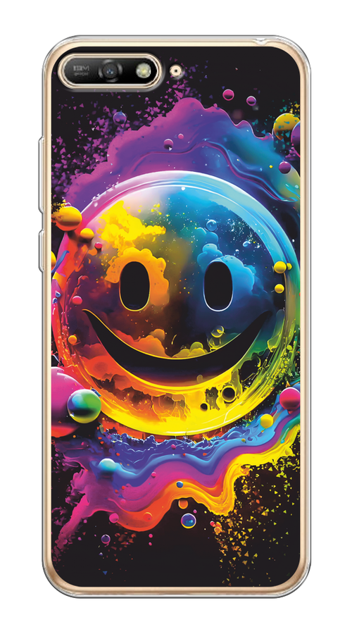 

Чехол Awog на Huawei Y6 2018 "Кислотный смайл", Фиолетовый;желтый;синий, 67850-1