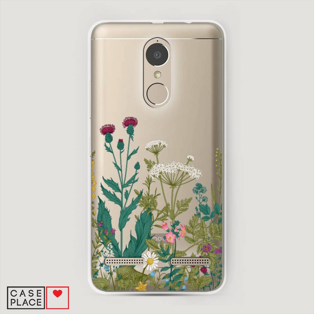 

Чехол на Lenovo K6 Power "Дикие полевые цветы", Зеленый;розовый;белый, 112350-2