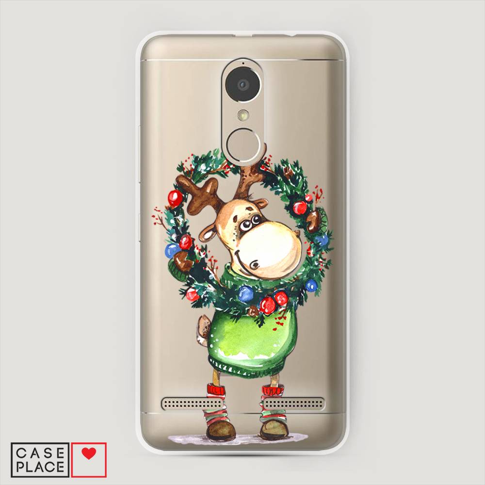 

Чехол на Lenovo K6 Power "Олень с новогодним венком", 112350-4