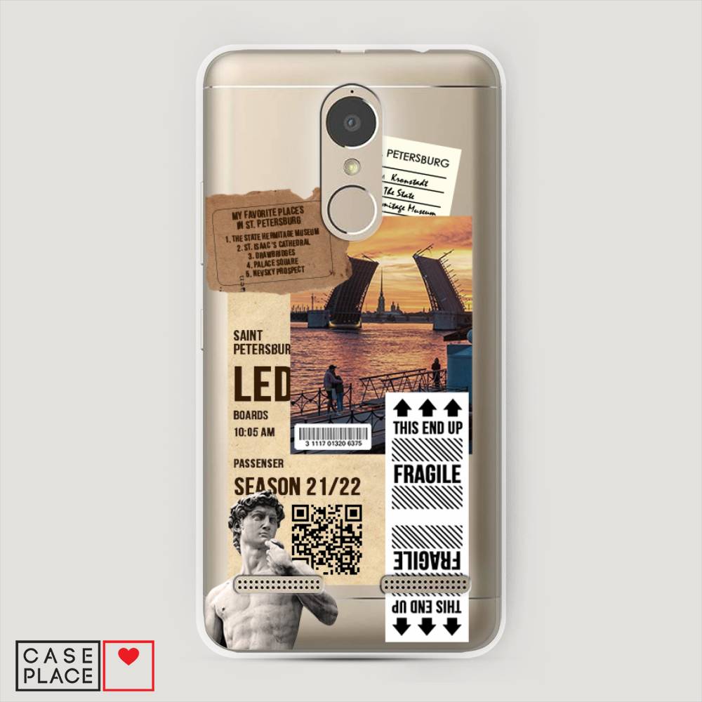 

Чехол на Lenovo K6 Power "Санкт-Петербург коллаж", Коричневый;бежевый;белый, 112350-6