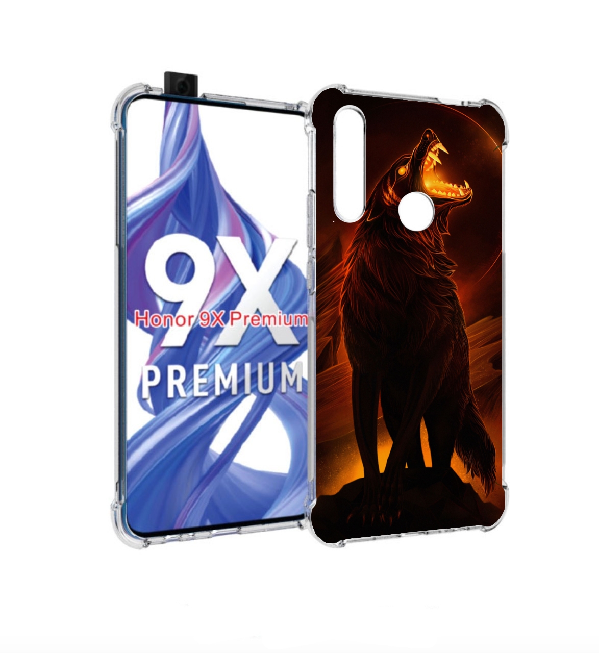 

Чехол бампер MyPads волчара с огнем внутри для Honor 9X (STK-LX1, Прозрачный, Tocco