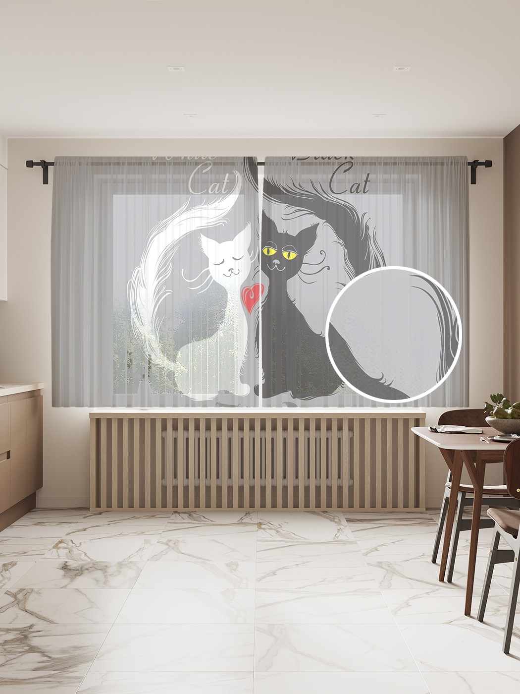 

Фототюль JoyArty "Коты и обглоданные косточки" 145x180см, 2 полотна, лента, 50 крючков, Коты и обглоданные косточки