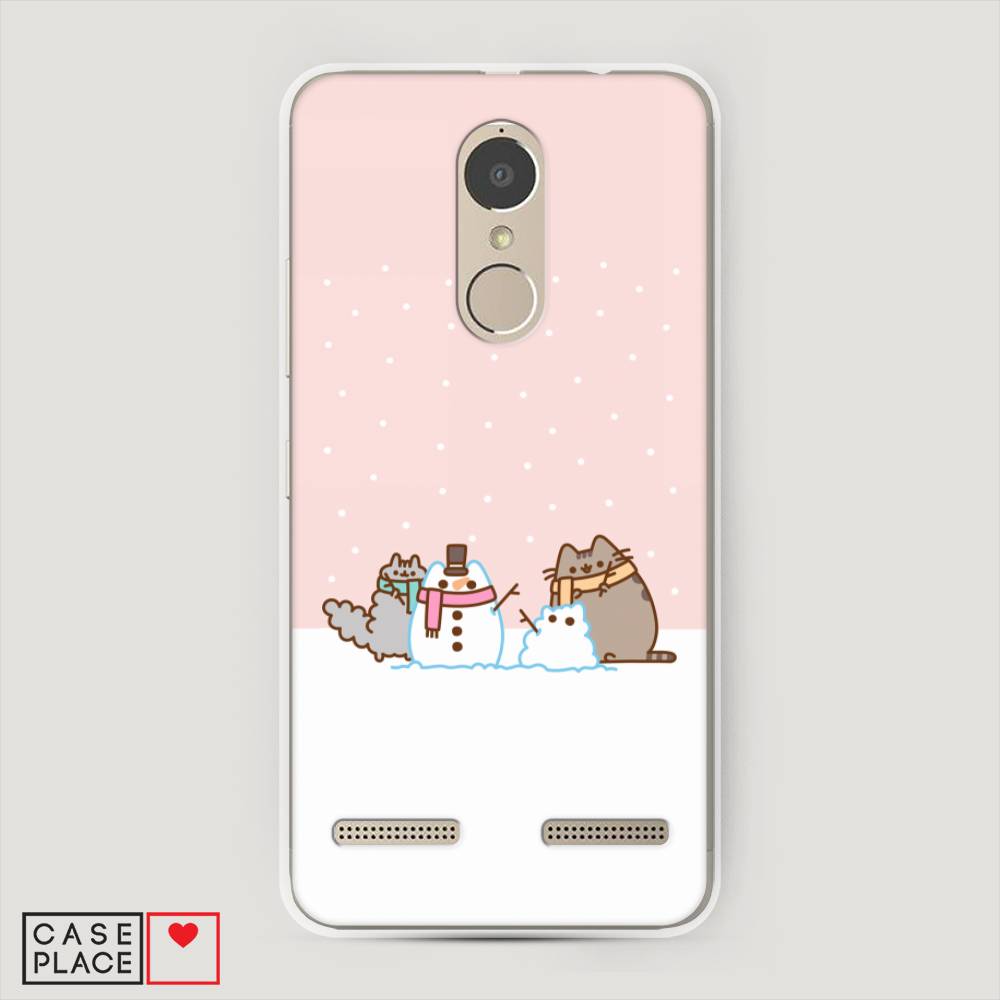 

Чехол на Lenovo K6 Power "Котики в снегу", Розовый;белый;серый, 112350-5