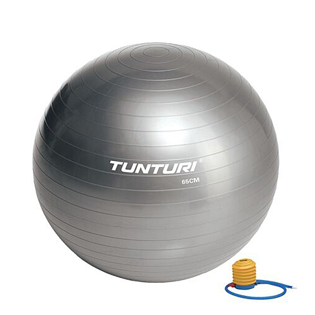 фото Фитбол tunturi gymball, 65 см, серебристый, с насосом