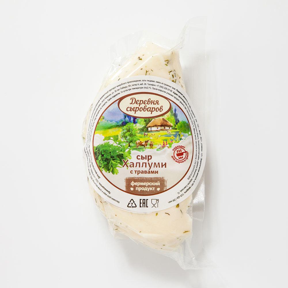 

Сыр Деревня Сыроваров халлуми, с травами, 40%, 180-200 г