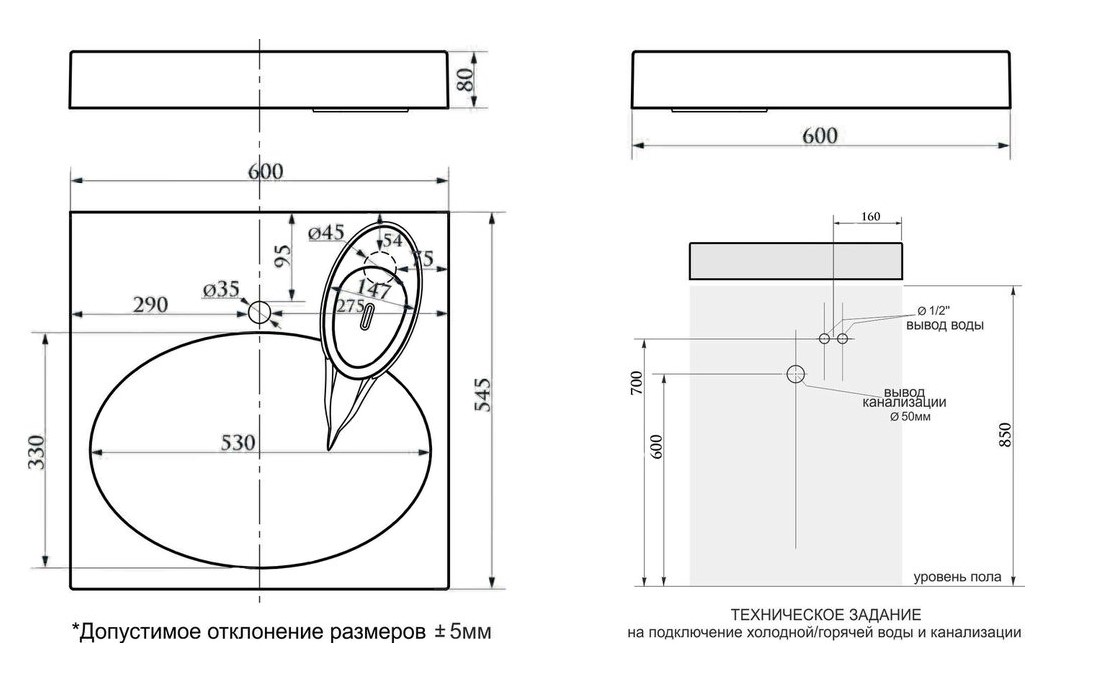 фото Раковина над стиральной машиной stern pm720431, белая, 60х55, с комплектом, paulmark