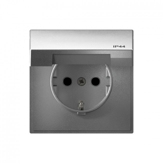 

Розетка 2К+З 16А IP44 250В с заземлением со шторками с крышкой Systeme Electric GAL440346, Серый