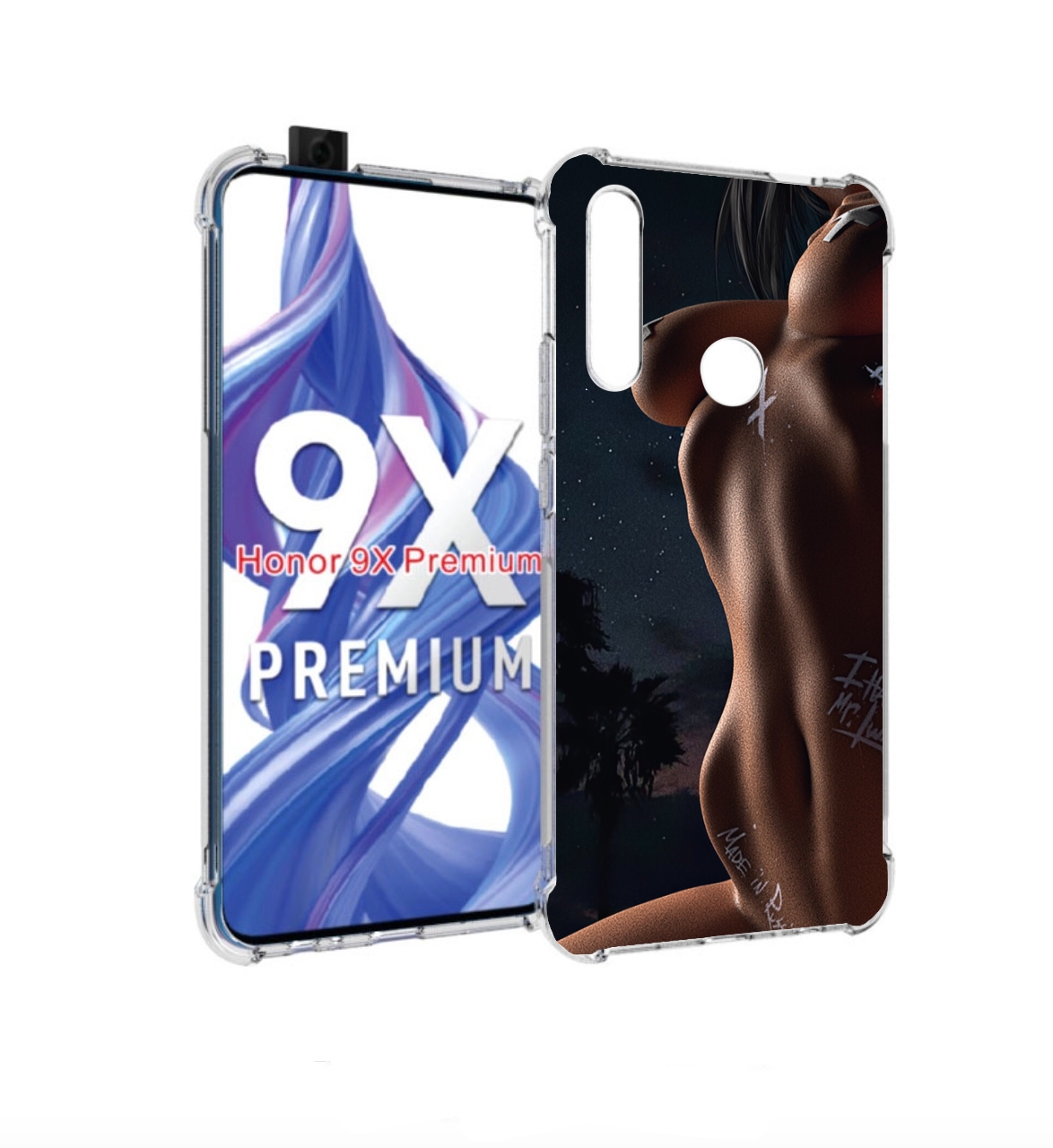 

Чехол бампер MyPads белые-татуировки-на-теле для Honor 9X (STK-L, Прозрачный, Tocco