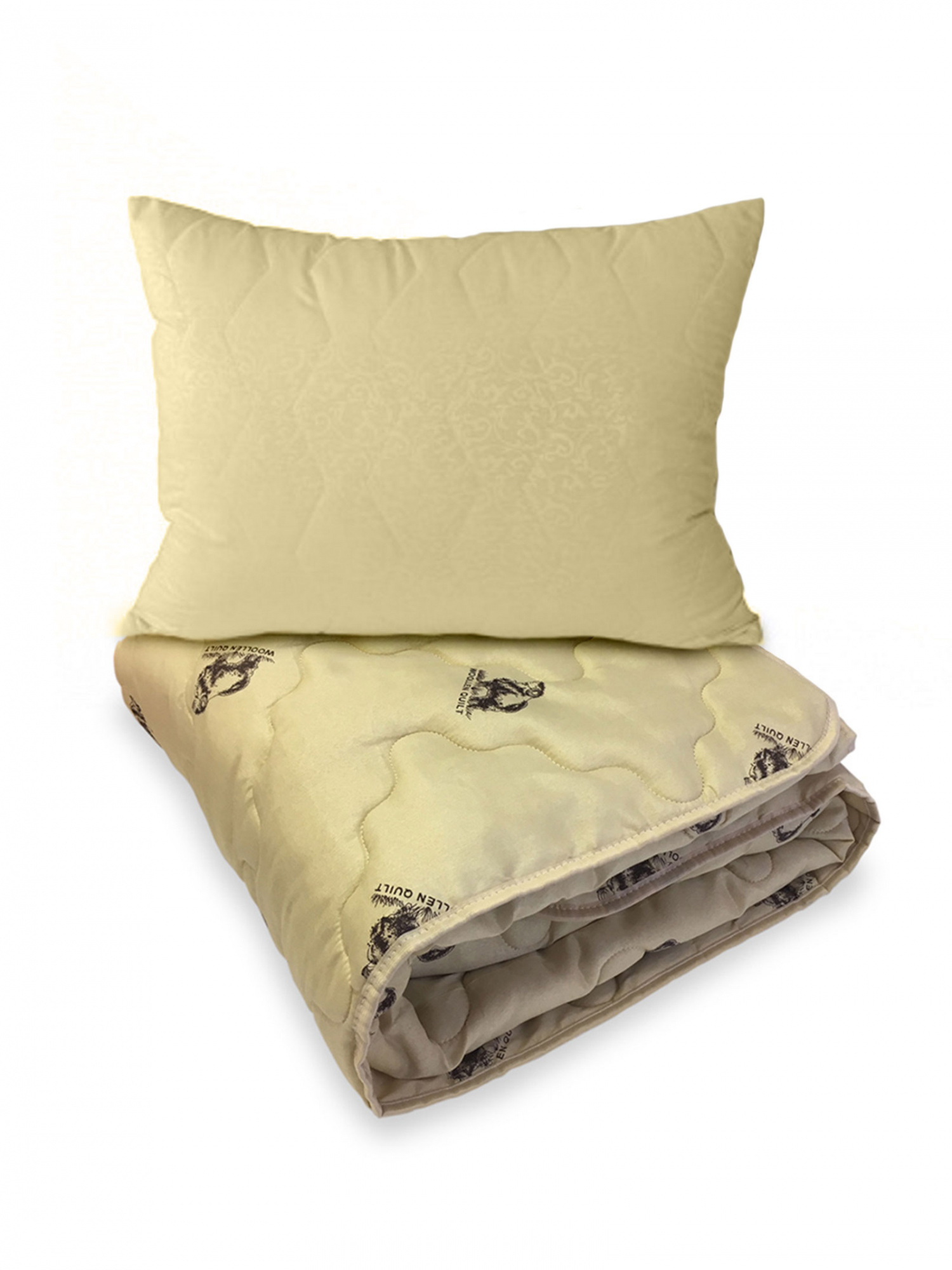 фото Всесезонное одеяло 1,5 и подушка с овечьей шерстью 50х70 ol-tex мшпэ-15-3+мшм-57
