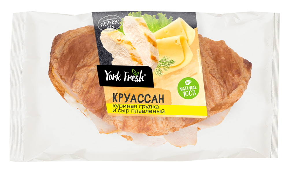 

Круассан York Fresh с куриной грудкой и плавленым сыром, 115 г