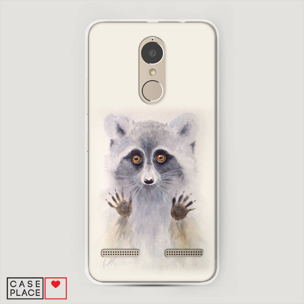 

Чехол на Lenovo K6 Power "Енот за стеклом", Бежевый;серый, 112350-4