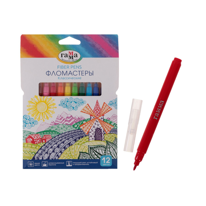 

Фломастеры Гамма Классические, 12 цветов, Разноцветный, Классические