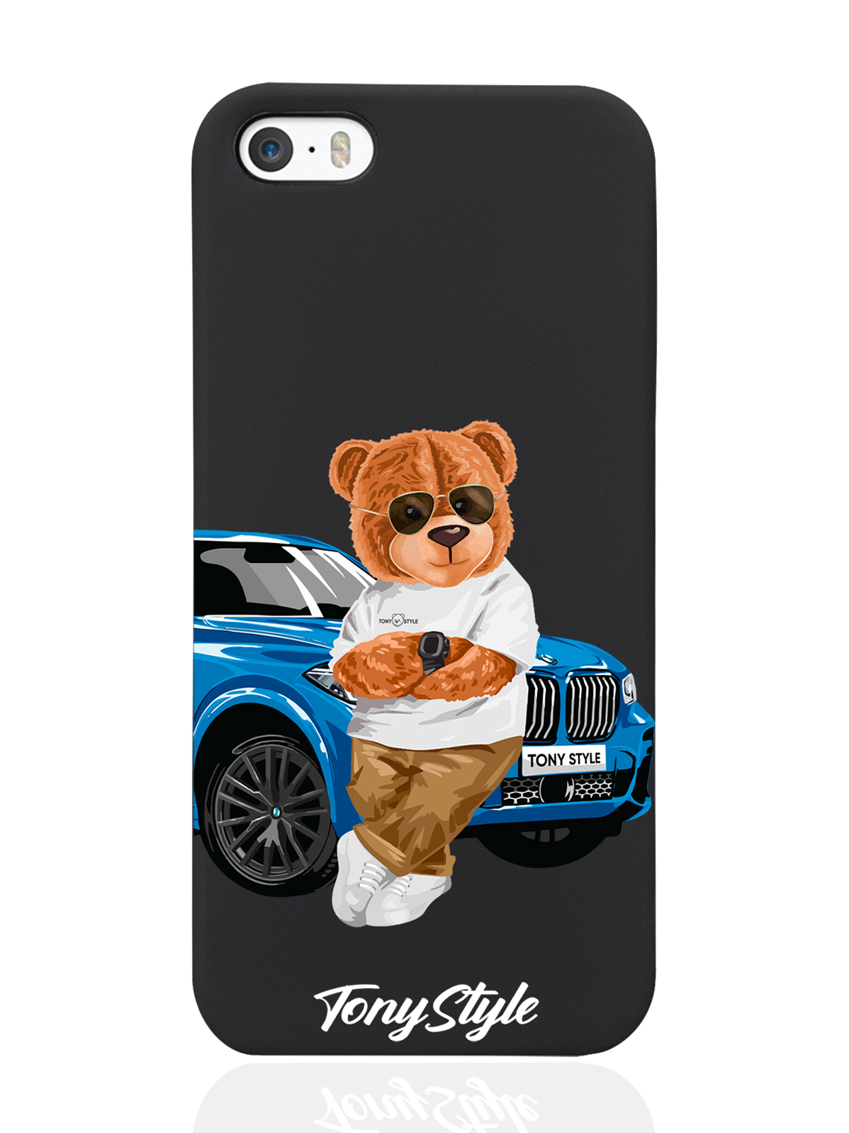 

Чехол Tony Style для iPhone 5/5s Tony Style с машиной черный, Голубой;коричневый;белый