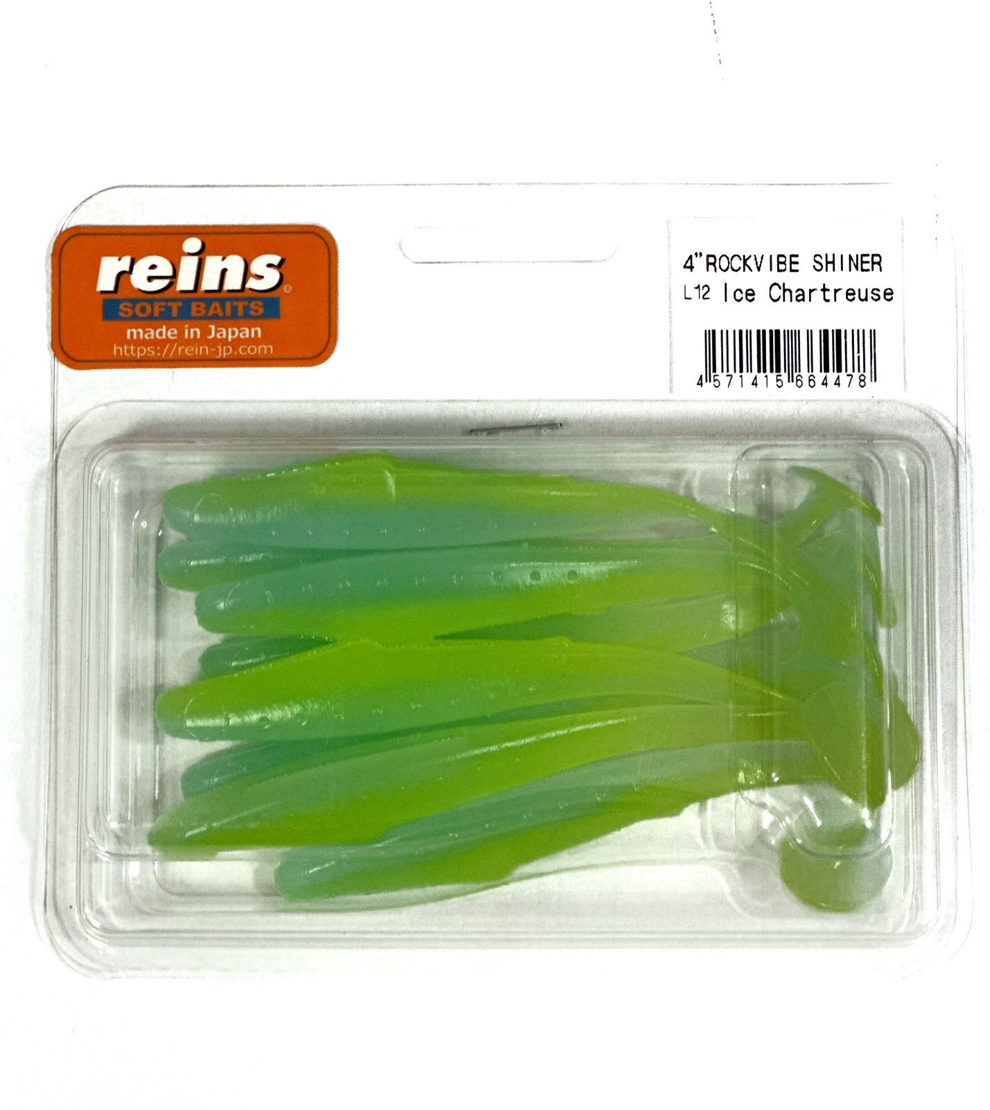 

Силиконовая приманка REINS ROCKVIBE SHINER 4" Цв. L12 -Ice Chartreuse, Зеленый, Rockvibe Shiner