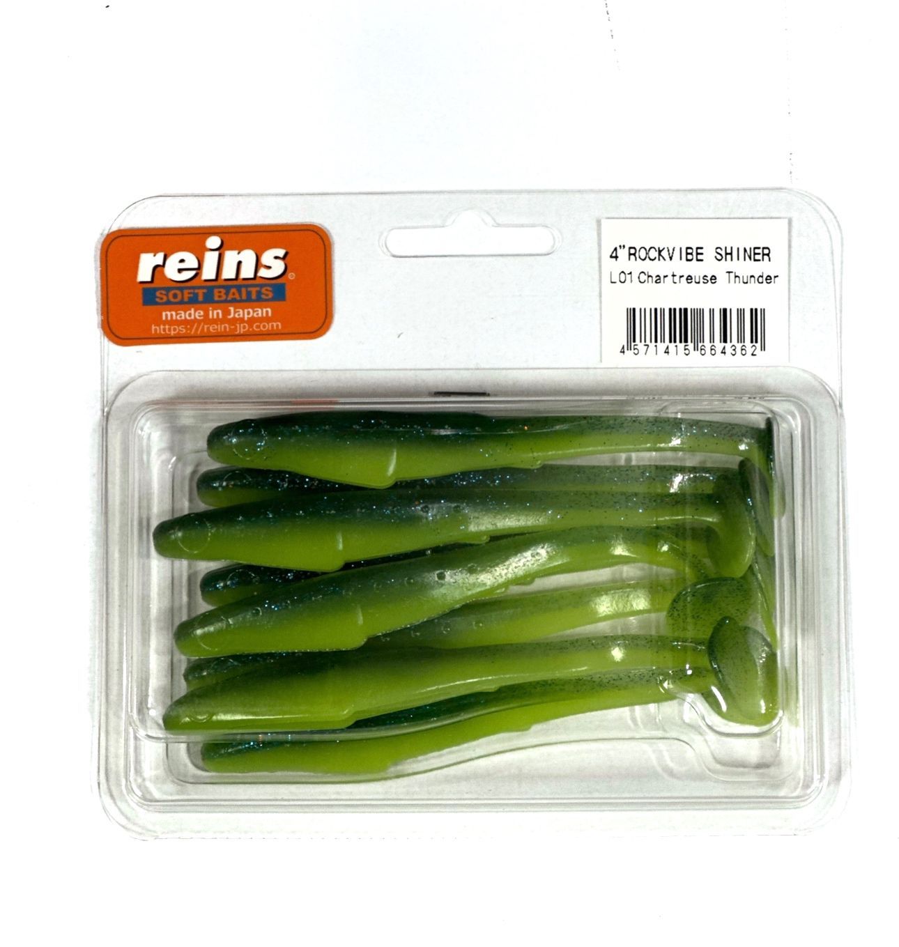 

Силиконовая приманка REINS ROCKVIBE SHINER 4" Цв. L01 - Chartreuse Thunder, Зеленый, Rockvibe Shiner