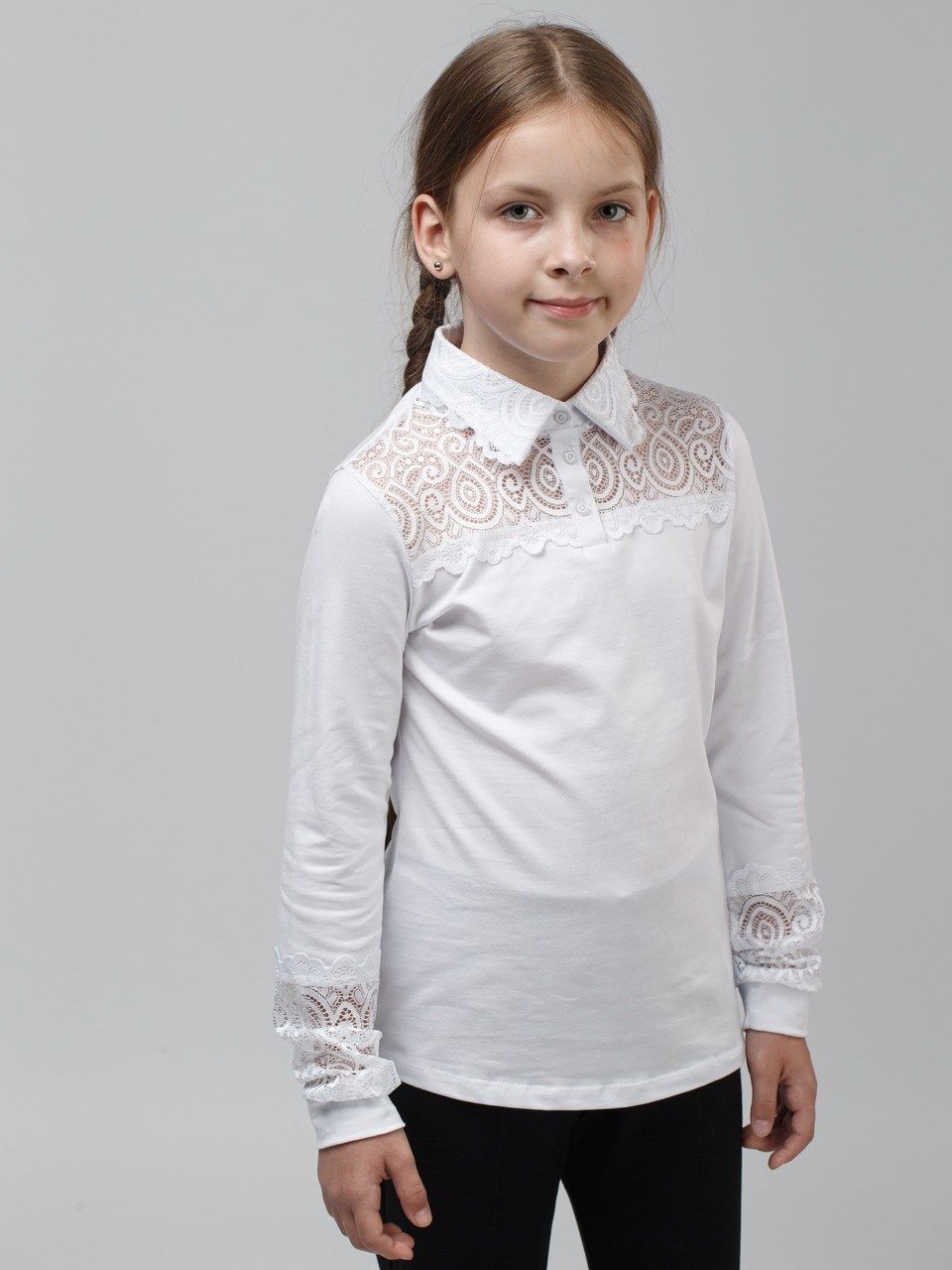 Блузка детская BASIA Л3619, белый, 152