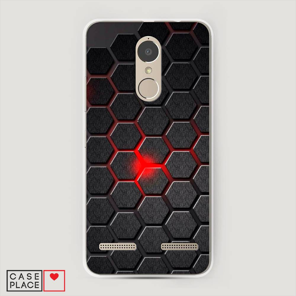 

Чехол на Lenovo K6 Power "Соты красные", Красный;черный;серый, 112350-3