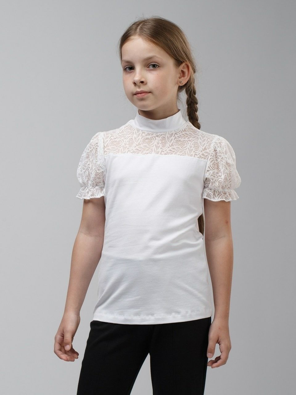 Блузка детская BASIA Л3615, белый, 158
