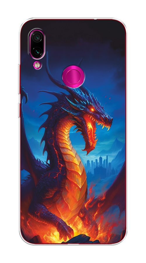 

Чехол на Xiaomi Redmi Note 7 "Дракон над лавой", Оранжевый;коричневый;синий, 34750-1