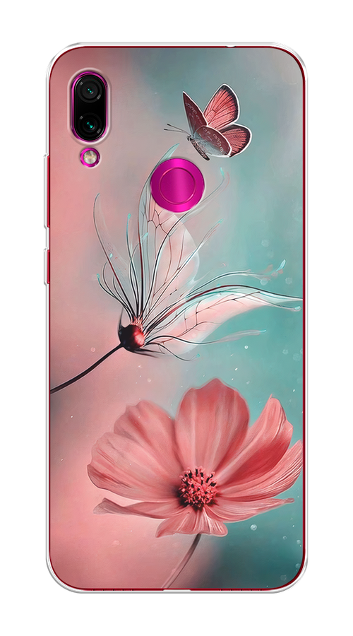 

Чехол на Xiaomi Redmi Note 7 "Бабочка и цветок", Голубой;розовый, 34750-1