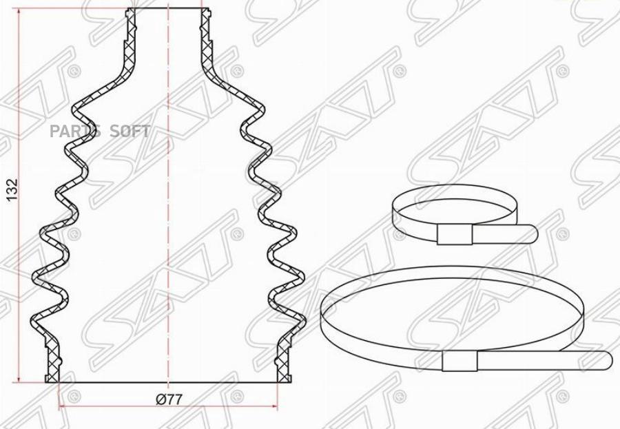 

SAT C-1156 Пыльник шруса наружный TOYOTA FIELDER 06-12/PREMIO/ALLION ZRT26# 07-10 2 хомута