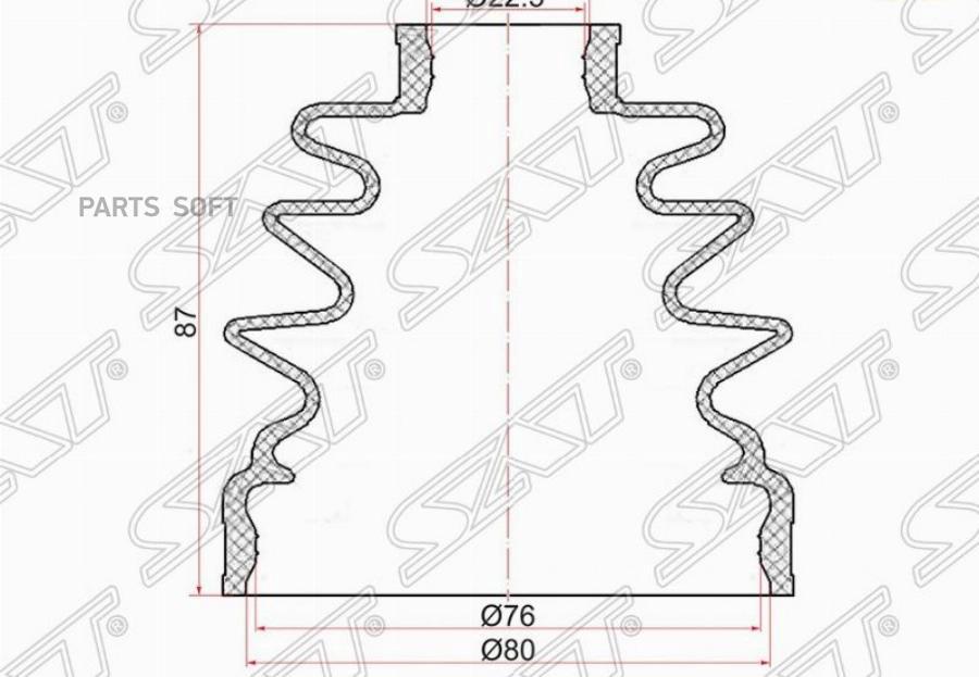 

SAT C-1087 Пыльник шруса наружный MAZDA 3 03-11/MITSUBISHI LANCER X 2 хомута. резина 1шт