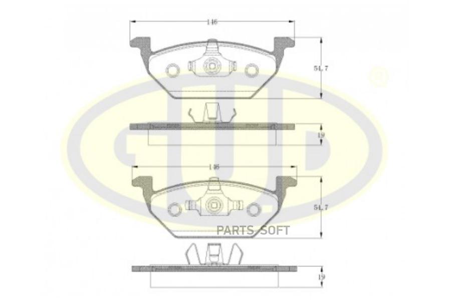 

Колодки Пер Audi A3 1.6-1.9td 96-03.Skoda Octavia 1.4/1.6 96- G.U.D арт. GBP063300