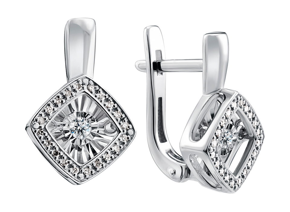 

Серьги из белого золота с бриллиантом Excellent 02-12-5499., 02-12-5499.
