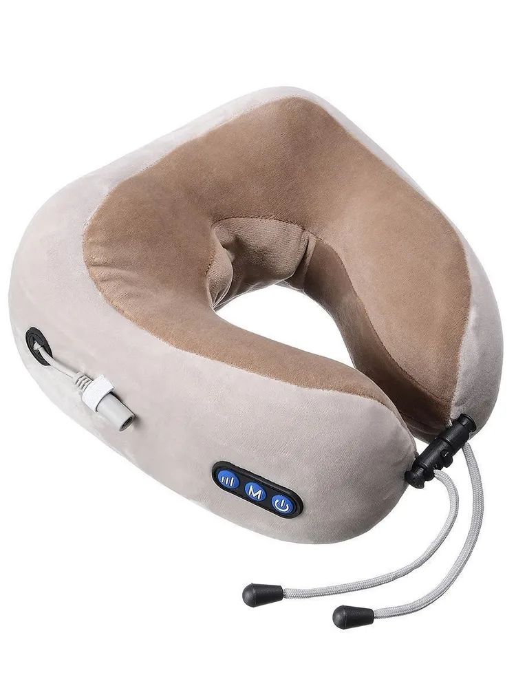 Подушка массажная для шеи U образная U-Shaped Massage pillow / вибро массажер для отдыха