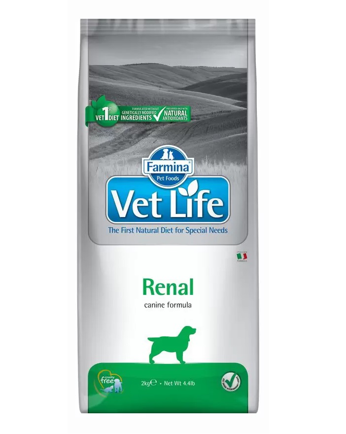 

Сухой корм для собак Farmina Vet Life Renal, при почечной недостаточности, злаки, 2кг, Vet Life Dog Renal