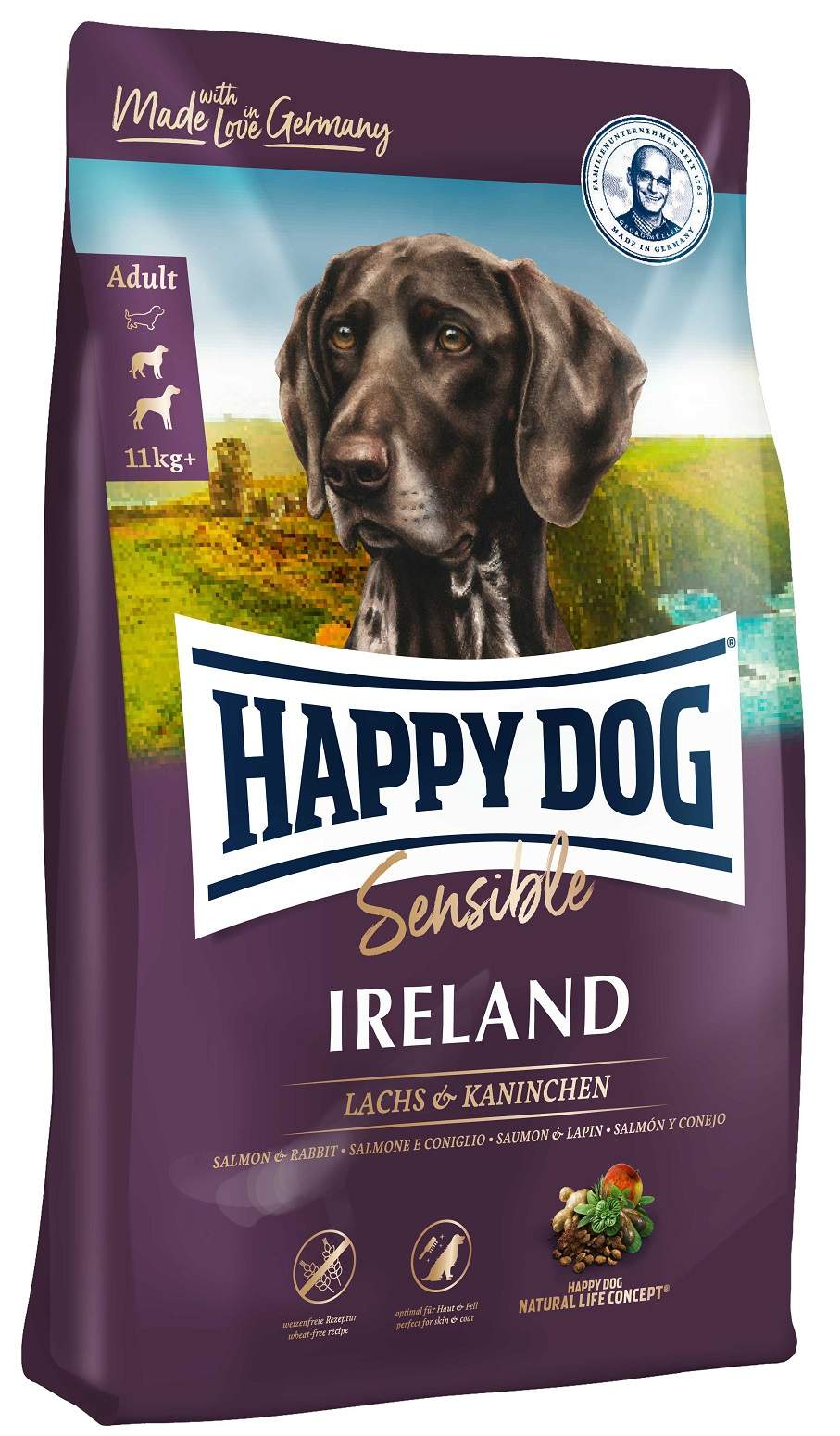 фото Сухой корм для собак happy dog supreme sensible irland, кролик, лосось, 4кг