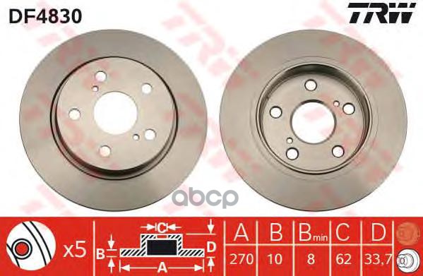 

DF4830 диск тормозной задний Toyota Auris 1.4/1.6/2.0 D-4D/2.2D 07>