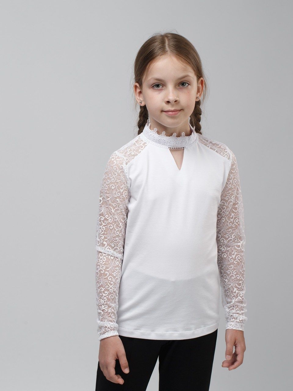 Блузка детская BASIA Л3613, белый, 152