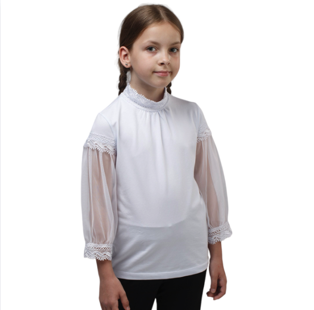 Блузка детская BASIA Л3611, белый, 152