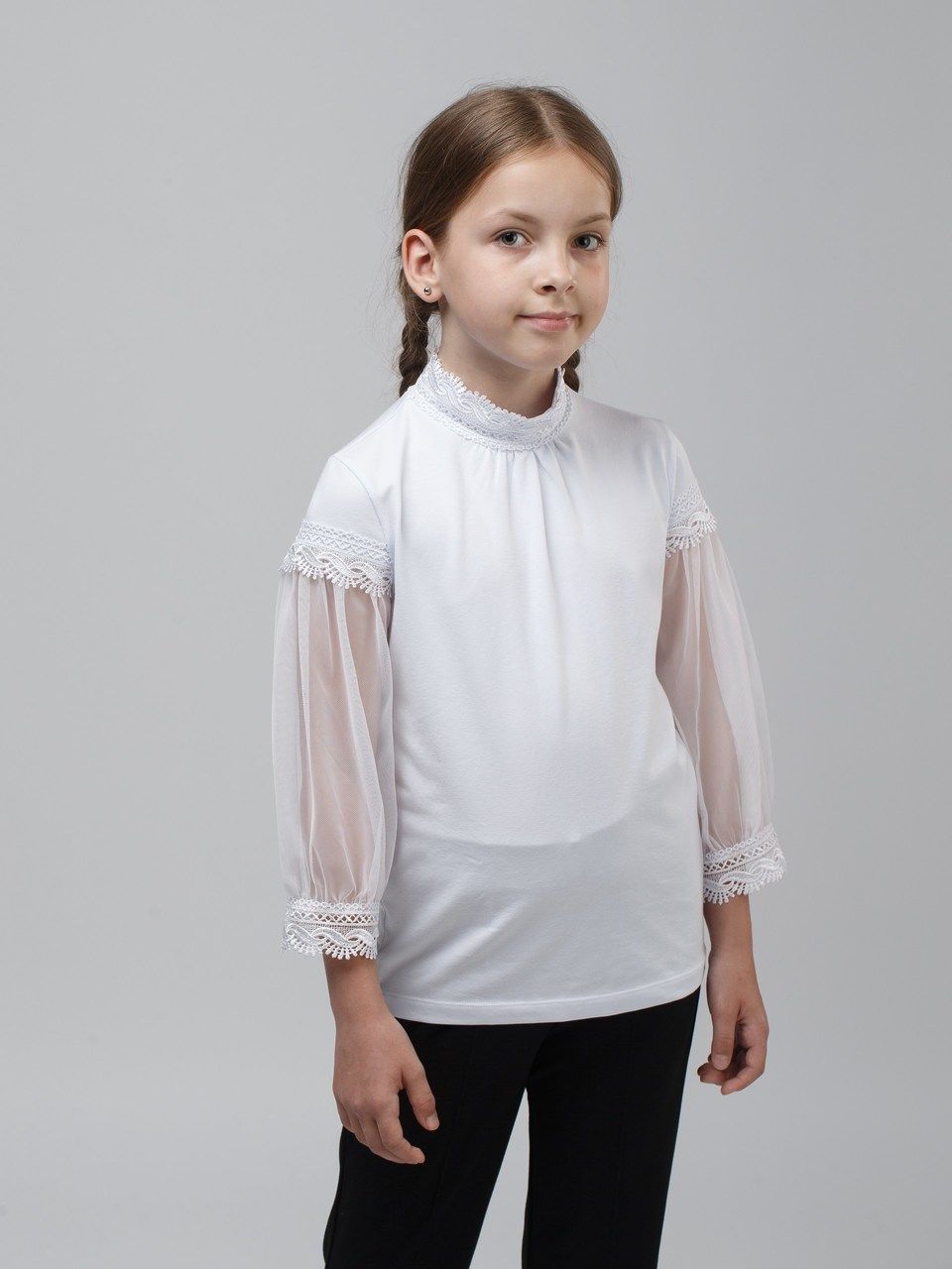 Блузка детская BASIA Л3610, белый, 140