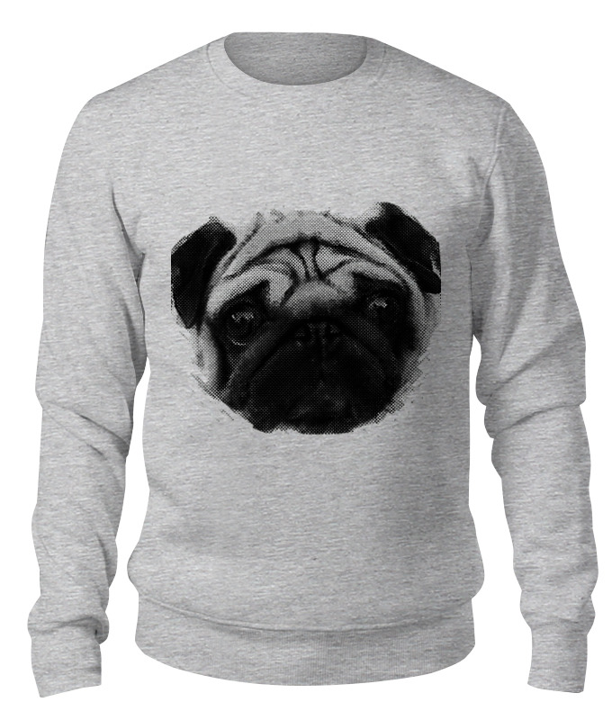 

Свитшот унисекс Printio Pug fan print серый L, Pug fan print