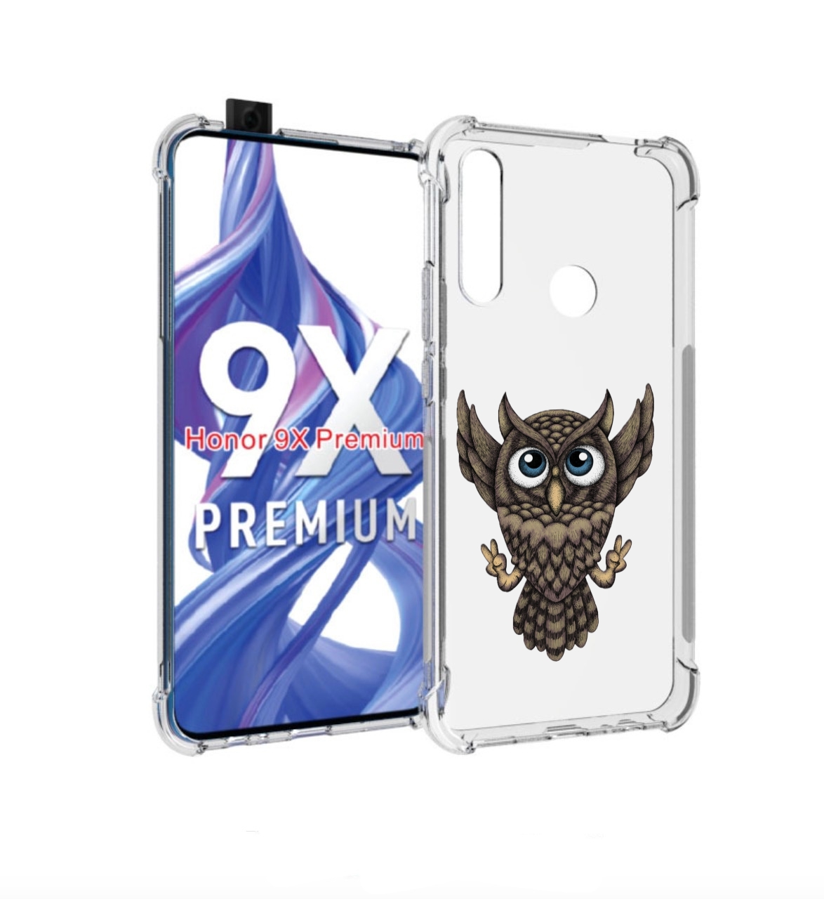 

Чехол бампер MyPads Сова для Honor 9X (STK-LX1)/Honor 9X, Прозрачный, Tocco