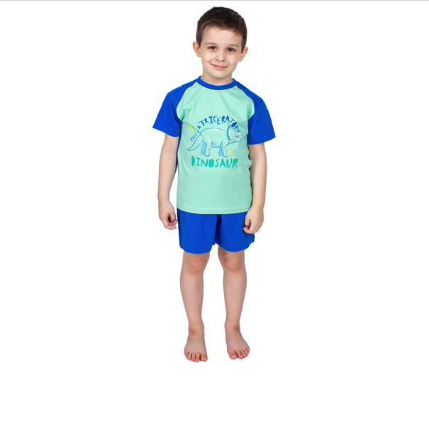 Пижама детская BASIA М3219-7616, голубой- зеленый, 122