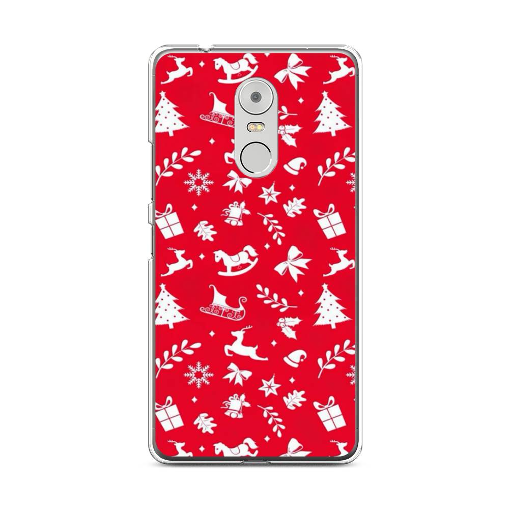 

Чехол на Lenovo K6 Note "Красный новогодний фон", Красный;белый, 112250-5