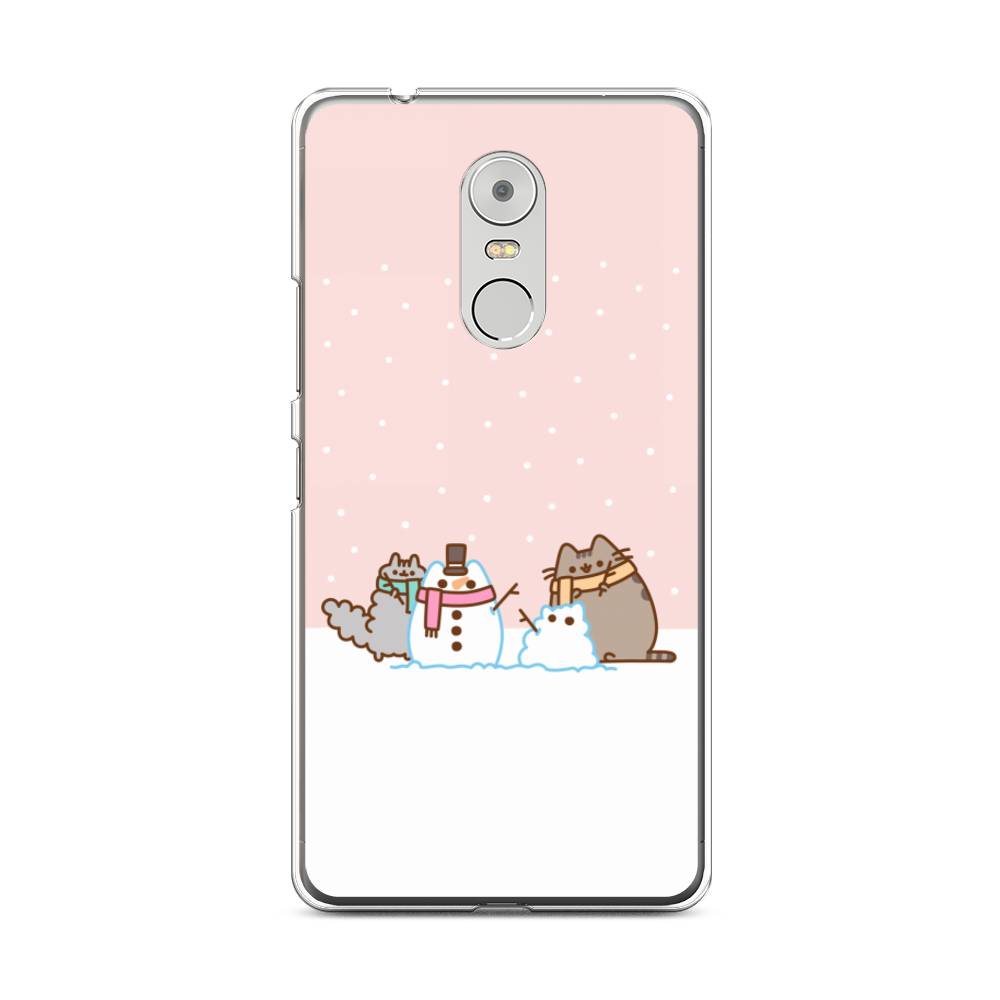 

Чехол на Lenovo K6 Note "Котики в снегу", Розовый;белый;серый, 112250-5