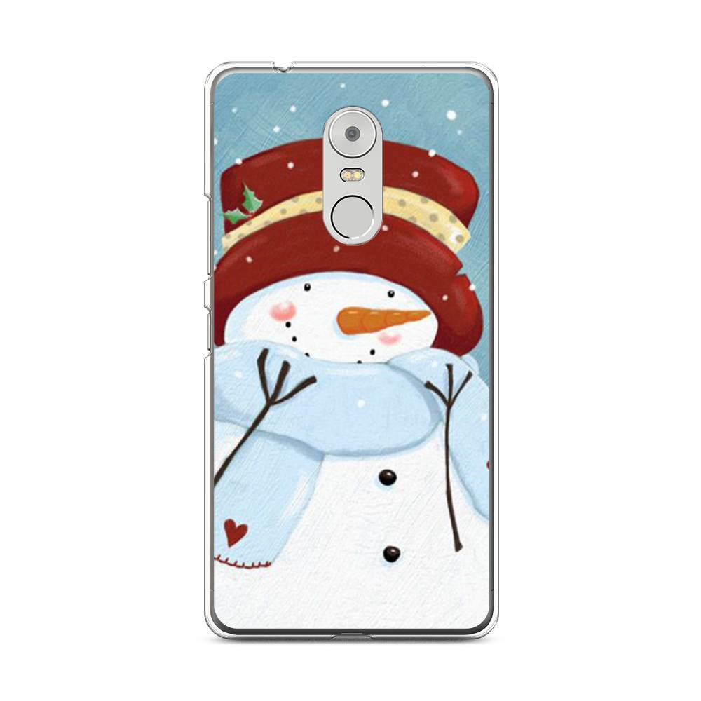 

Чехол на Lenovo K6 Note "Застенчивый снеговик", Голубой;белый;красный, 112250-5