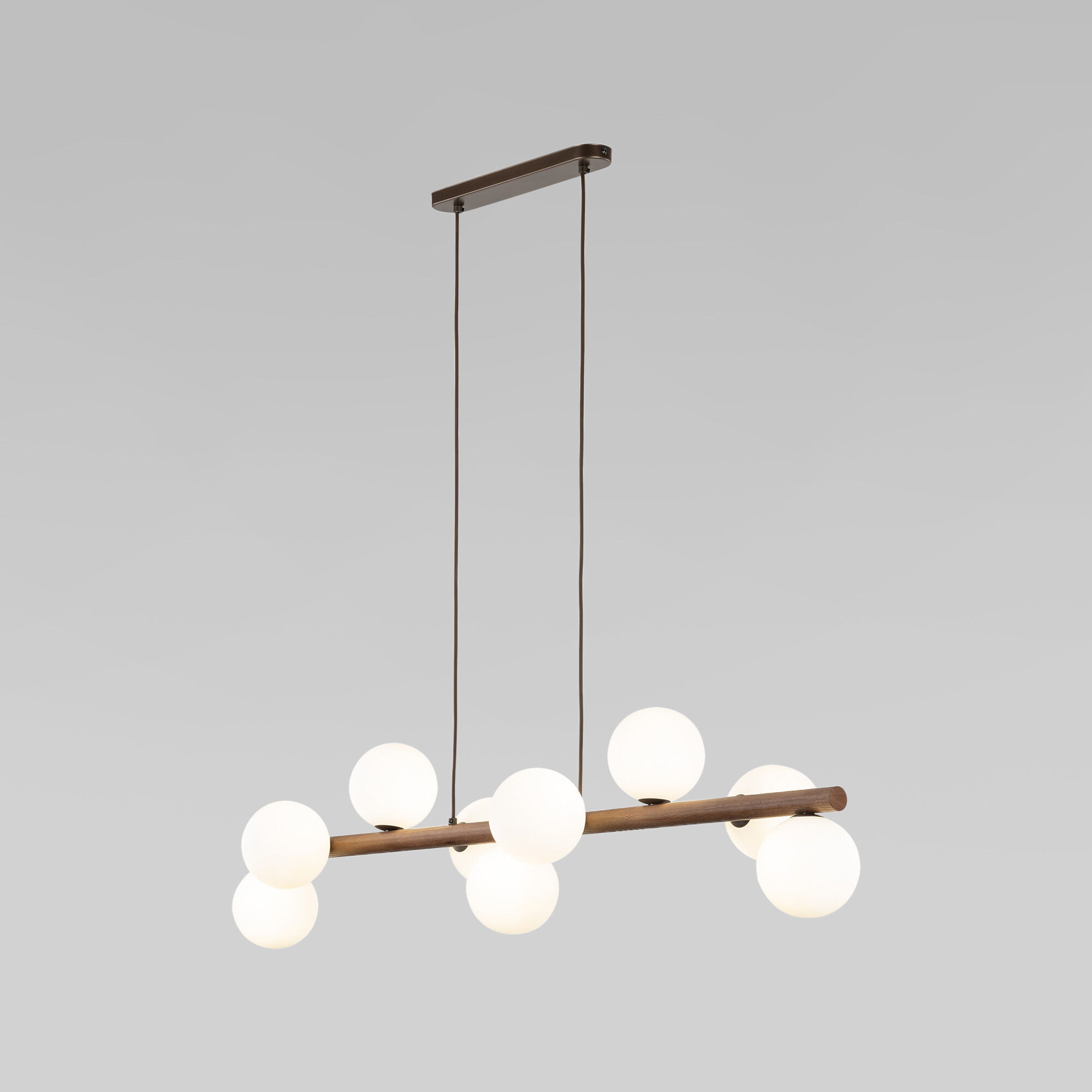 Подвесная люстра на девять стеклянных плафонов TK Lighting Estera Wood 10273 G9 коричневый