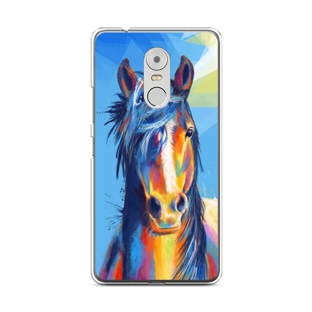 

Чехол на Lenovo K6 Note "Лошадь арт 3", Голубой;желтый;синий, 112250-1