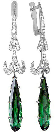 Серьги из белого золота Maxim Demidov 2-02011, бриллиант\\турмалин