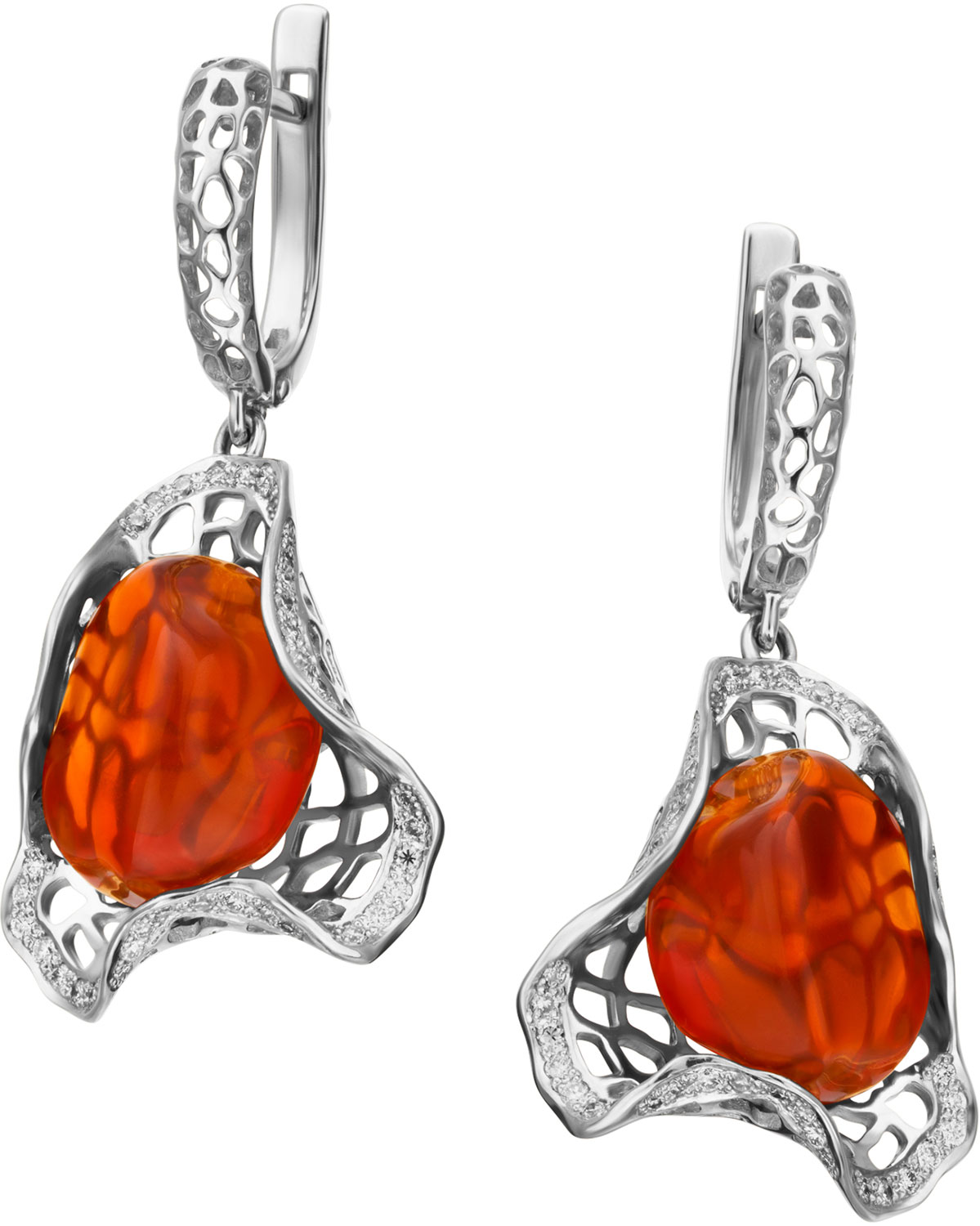 Серьги из белого золота Maxim Demidov 2-01845, бриллиант\\опал