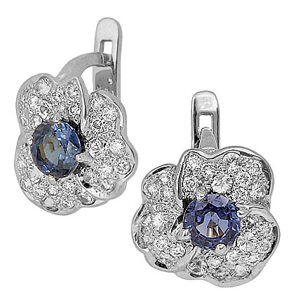 Серьги из белого золота Maxim Demidov 2-00621, бриллиант\\сапфир