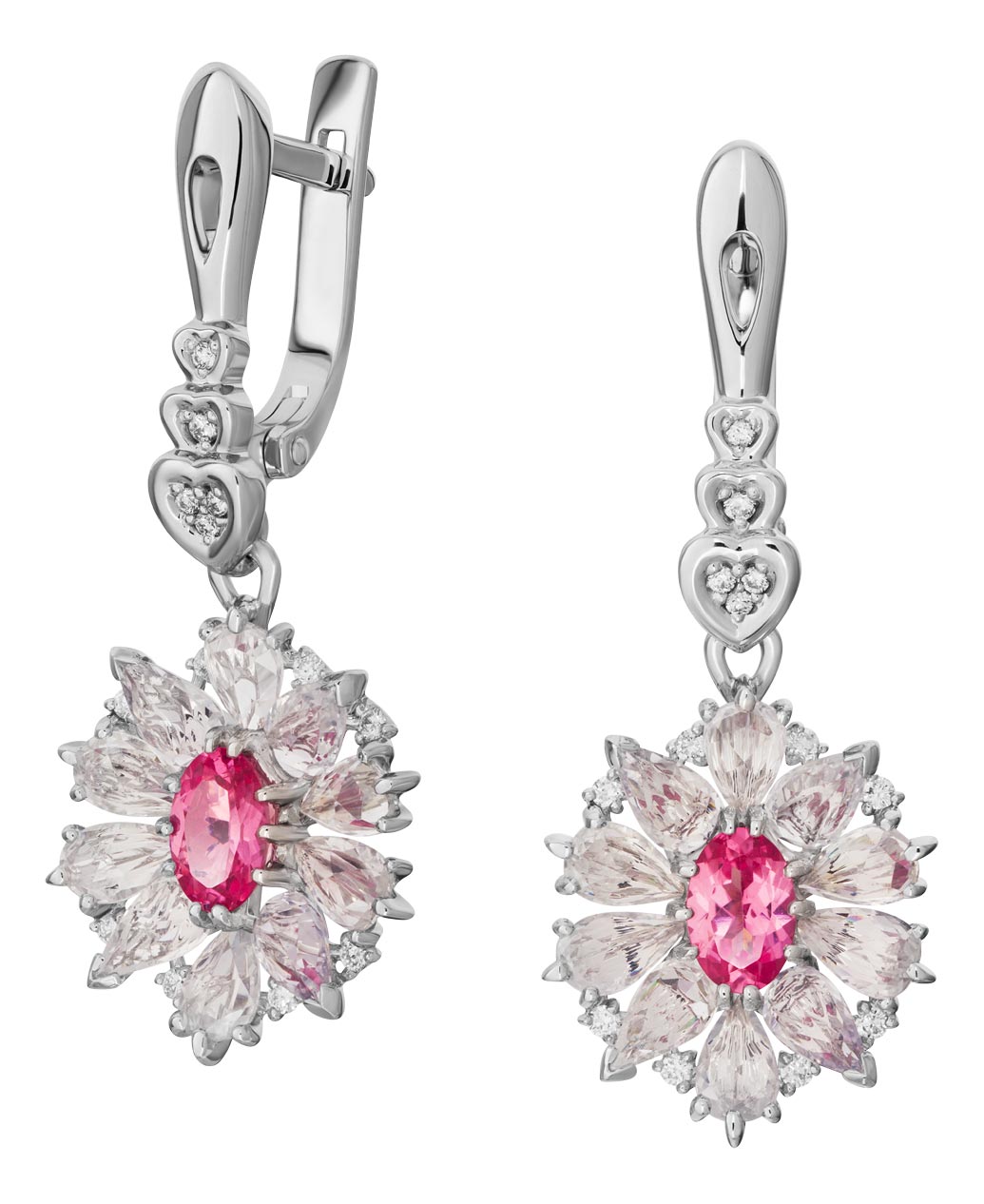 Серьги из белого золота Maxim Demidov 2-04055-SH, бриллиант\\сапфир\\шпинель