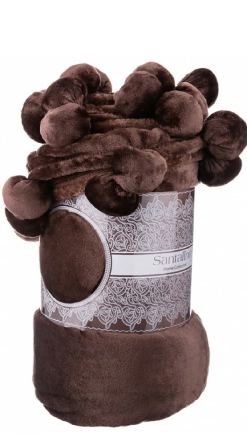 

Плед с помпонами" Горький шоколад" 150*200 см., коричневый, Santalino